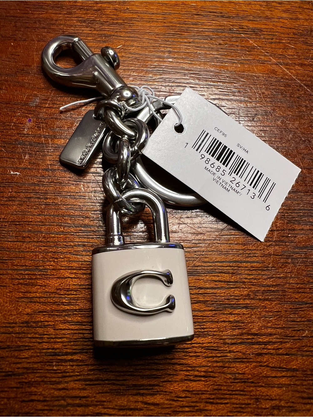 Coach Silver Padlock Lock Bag Charm Keychain NWT Logo Hangtag Collectible